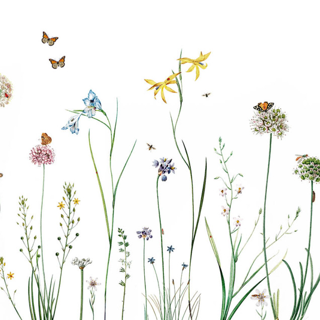 Tapet floral cu fluturi în camera unui copil