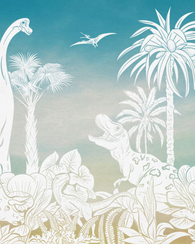 Monochrome Dino - Blue Sky, Kikki Belle