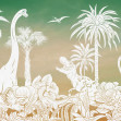 Monochrome Dino - Green Sky, Kikki Belle
