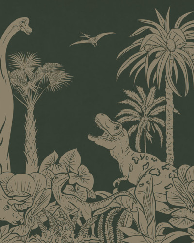 Monochrome Dino - Green Vintage, Kikki Belle