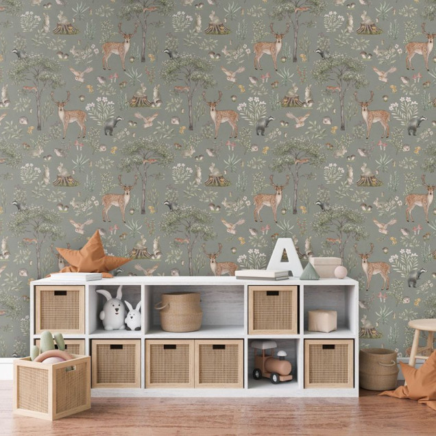 Tapet cu design forestier pentru camera copiilor
