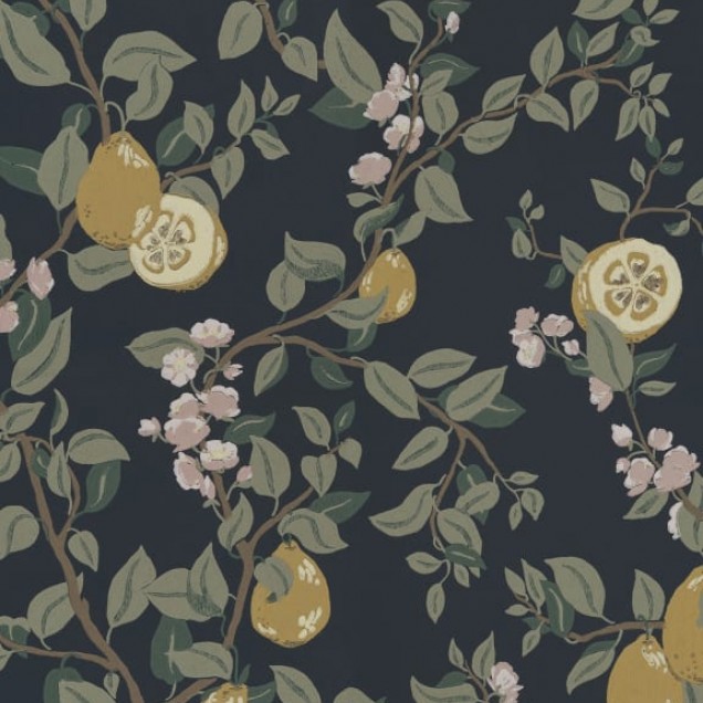 Tapet lavabil cu flori Kvitten Dark Blue