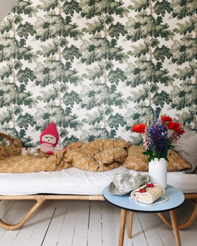 Tapet lavabil cu design modern de copaci verzi