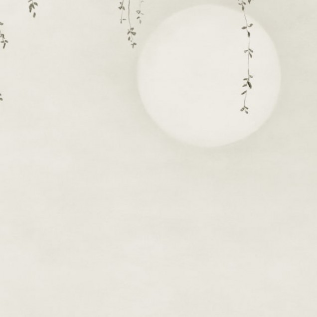 Tapet lavabil Wabi Sabi Light Grey, cu un design minimalist inspirat de natura, cu ramuri delicate si frunze delicate.