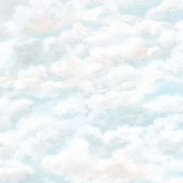 Tapet lavabil Himmel Light Blue cu design de nori, perfect pentru dormitoare, sufragerii sau birouri.