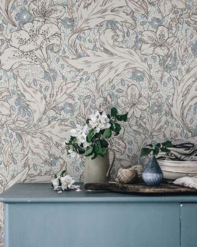 Tapet lavabil Mattias Wheat cu design floral elegant, perfect pentru a adăuga o notă de rafinament oricărei camere.