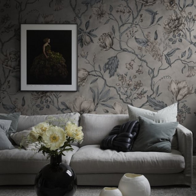 Tapet floral cu flori delicate în tonuri pastelate