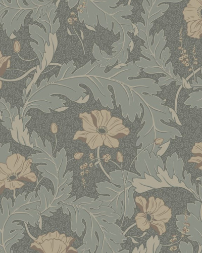 Tapet lavabil Charlotta Forest Green, cu un model floral delicat pe un fundal verde deschis, perfect pentru a crea un spatiu relaxant si elegant.