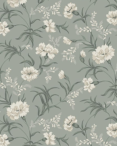 Tapet Emilie Garden Green cu model floral delicat pe fundal verde deschis