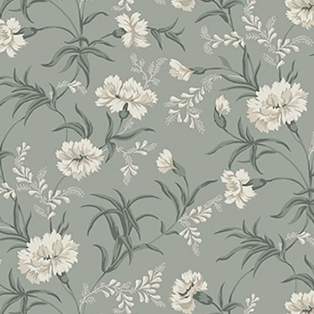 Tapet Emilie Garden Green cu model floral delicat pe fundal verde deschis