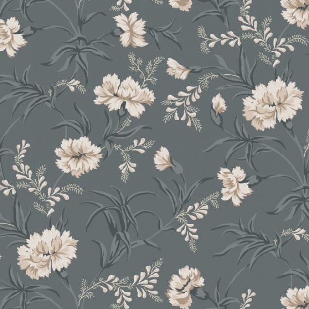 Tapet floral cu flori delicate, pe un fundal albastru-petrol