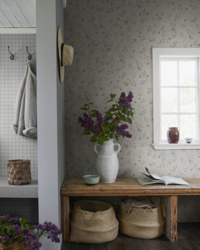 Tapet lavabil cu model floral delicat, Henny Sandstone