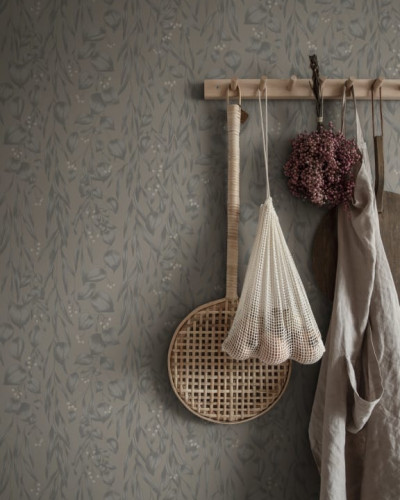 Tapet lavabil cu design floral in nuante de albastru