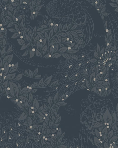 Tapet cu model abstract in nuante de albastru indigo cu accente de aur