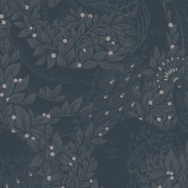 Tapet cu model abstract in nuante de albastru indigo cu accente de aur