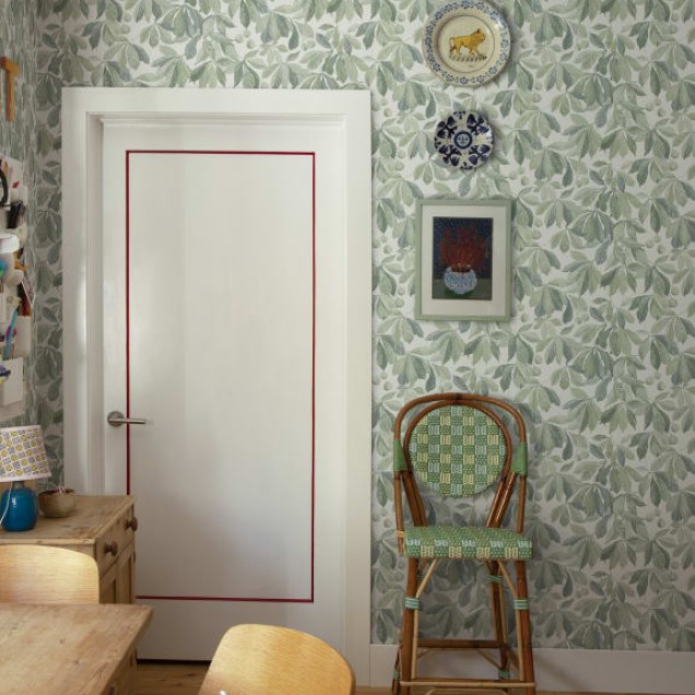 Tapet lavabil cu model de frunze verzi, ideal pentru a crea o atmosfera relaxanta si primitoare in casa ta.
