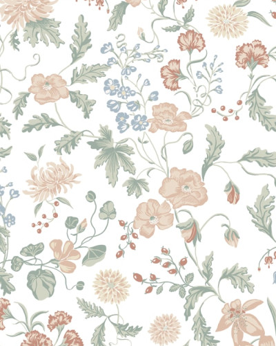 Tapet lavabil cu flori delicate in nuante pastelate