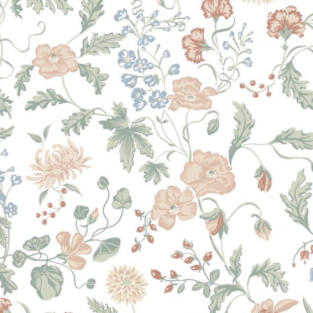 Tapet lavabil cu flori delicate in nuante pastelate