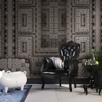 Tapet geometric modern in nuante de gri si negru.