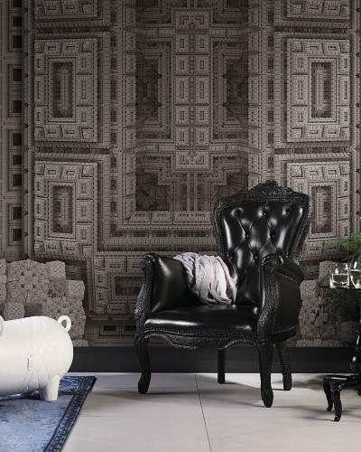 Tapet geometric modern in nuante de gri si negru.