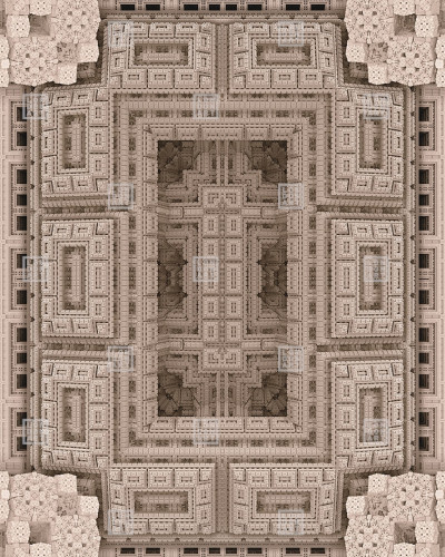 Wallpaper geometric cu o structura complexa si detalii fine, inspirata de arhitectura urbana.