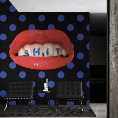 Fototapet Toiletpaper / Wash Your Mouth (negru/albastru), personalizat, Londonart
