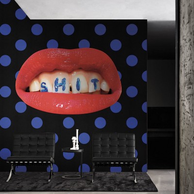 Tapet cu design Toiletpaper / Wash Your Mouth (negru/albastru)