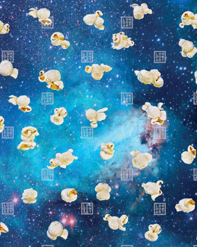 Tapet modern cu popcorn plutitor prin spatiu
