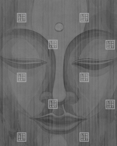 Wallpaper gri cu un chip Buddha minimalist