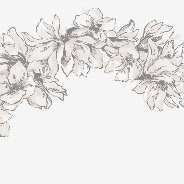 Wallpaper cu flori elegante, gri