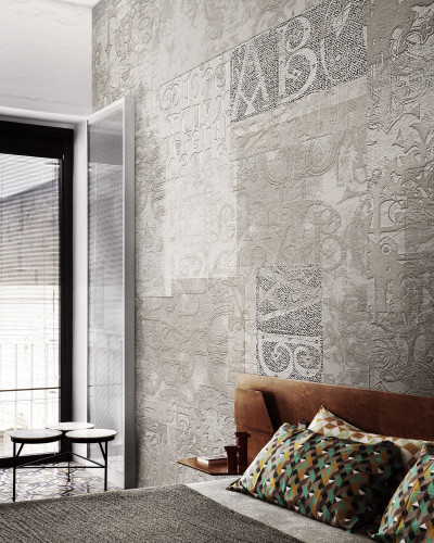 Tapet modern cu textură 3D Exclusive Wallpaper / Multifabric Re-Edition (bej)