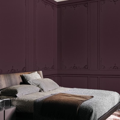 Wallpaper 3D Boiserie Re-Edition (rosu) în dormitor
