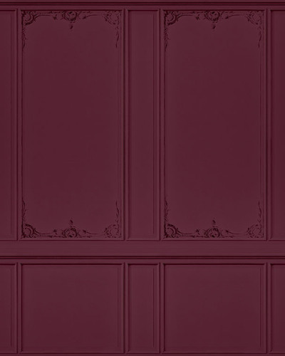 Wallpaper 3D Boiserie Re-Edition (rosu) în dormitor