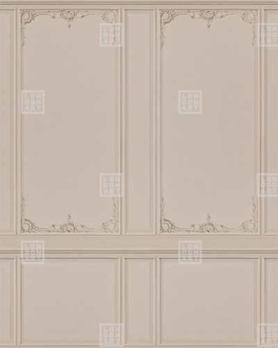 Tapet cu design boiserie, in nuante de bej, pentru un aspect clasic si elegant.