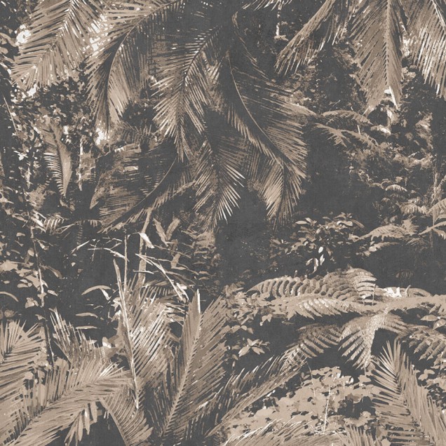 Wallpaper cu frunze tropicale in nuante de maro
