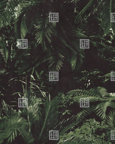 Tapet cu design exotic de frunze luxuriante in nuante de verde