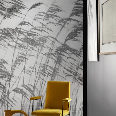 Wallpaper abstract gri si alb cu un design minimalist