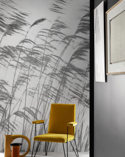 Wallpaper abstract gri si alb cu un design minimalist
