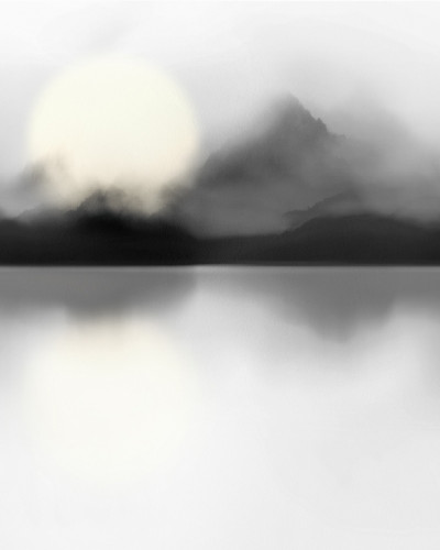 Wallpaper gri, cu design minimalist, ce prezintă un peisaj abstract în nuanțe de gri. Se potrivește perfect pentru living, dormitor sau birou.