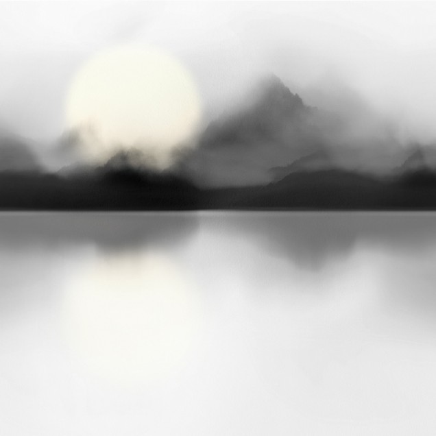 Wallpaper gri, cu design minimalist, ce prezintă un peisaj abstract în nuanțe de gri. Se potrivește perfect pentru living, dormitor sau birou.