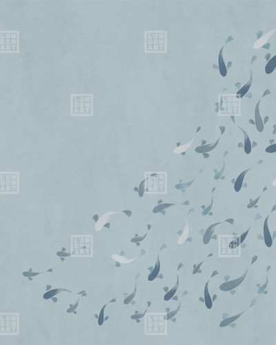 Wallpaper cu design minimalist și elegant, cu pești stilizați pe un fundal subtil