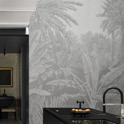 Tapet de perete cu design tropical minimalist