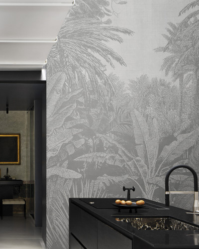 Tapet de perete cu design tropical minimalist