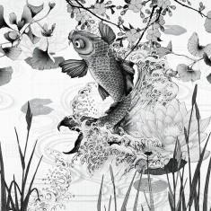 Fototapet Exclusive Wallpaper / Koi Re-Edition (gri), personalizat, Londonart