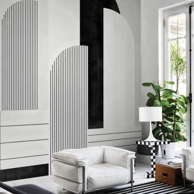 Tapet modern cu linii geometrice si accente negre