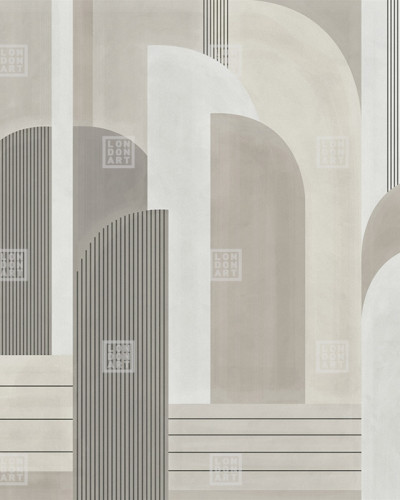 Tapet abstract bej cu forme geometrice simple, perfect pentru un decor modern