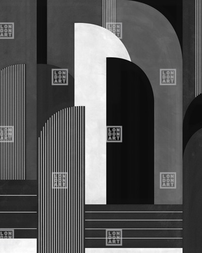 Tapet geometric abstract in nuante de gri si negru