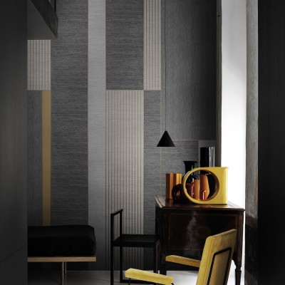 Tapet modern cu linii geometrice fine, design minimalist, accente aurii, perfect pentru decor contemporan