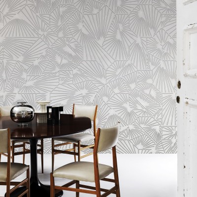 Tapet geometric abstract gri