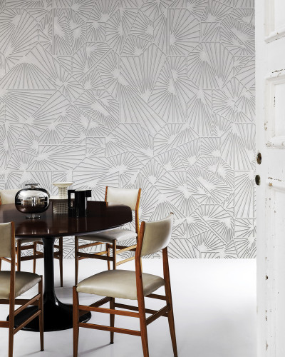 Tapet geometric abstract gri